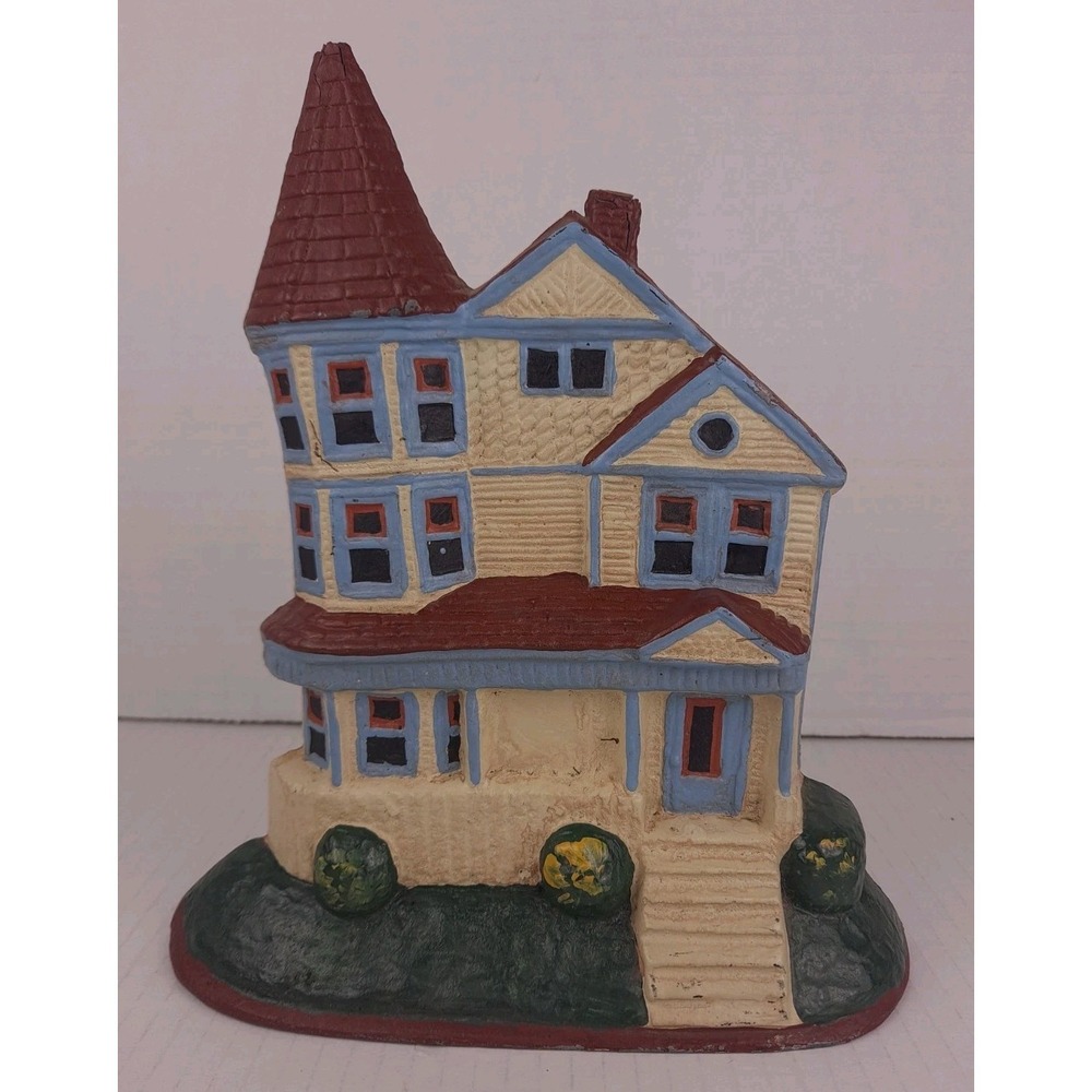 Vintage Heritage Metalcraft Doorstop Victorian Home‎ White And Blue 1990s